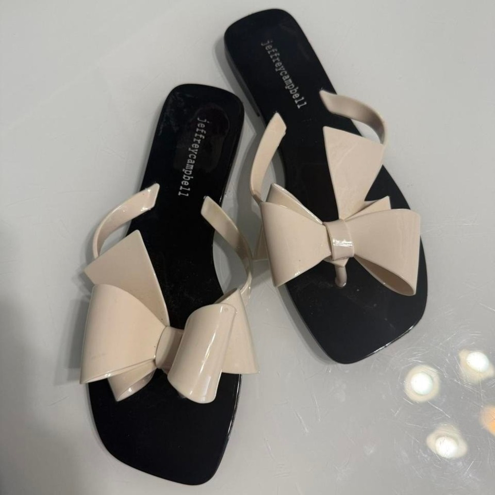NWOT Jeffrey Campbell cream bow sandals‎ Size US 7 #summer #bowsandals